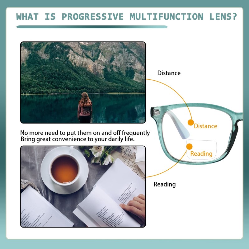 JOSCHOO 2 Pack Progressive Multifocus Computer Reading Glasses Anti Blue