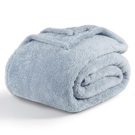 Berkshire Blanket Classic Extra-Fluffy™ Plush Throw Blanket, Soft Fuzzy Fluffy Long Hair Throw Blanket for Couch Sofa Bed, Blue Mist, 50x60 Inches