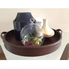 HofferRuffer Top Nocth PU Leather Round Serving Tray, Decorative Serving