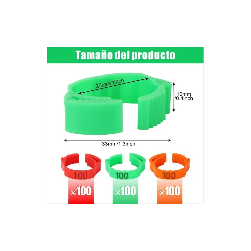 300 Bandas Identificación De Pollo Ajustables Con Numerados