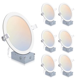 6 Pack Recessed Lighting 8 Inch with Junction Box, 5CCT 8 Inch LED Recessed Lights Dimmable 2700K/3000K/4000K/5000K/6000K, 18W 1400lm Ultra Thin Recessed Lighting - ETL and Energy Star Certified