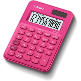 CASIO MW-C8C-RD-N Colorful Calculator, Vivid Pink, 10 Digits, Mini Just Type