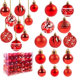 Ywlake 100Pcs Christmas Ball Ornaments for Christmas Tree Decoraion Baubles Shatterproof Balls Hanging Ornaments for Xmas Holiday Party Home Decorations (Red)