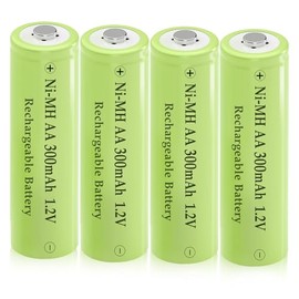 Teneyuuo 1.2 Volt AA 300mAh NI-MH Rechargeable Batteries for Outdoor Solar Decorative Lamp Lights,Candles Lights,4-Packs
