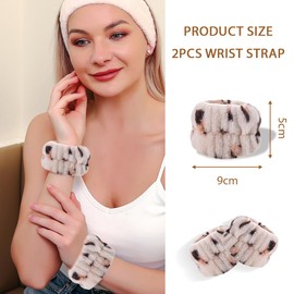 1 x Women's Headband, 2 Pieces Face Wash Wrist, Hair Band, Cosmetic Headband, Reusable Hair Bands Make Up Made of Sponge, Hair Bands for Makeup (Leopard Pattern Style)