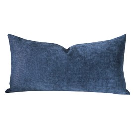 SLOW COW Cashmere Rectangular Pillow Cover Pillowcase Decorative Lumbar Throw Pillow Cover for Couch Sofa 12 x 24 Inches Navy Blue