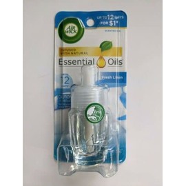 Air Wick Plug in Scented Oil Refill, 1ct, Fresh Linen, Essential Oils, Air Freshener