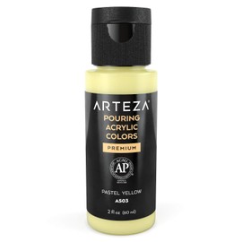 ARTEZA Acrylic Pouring Paint, 2oz, Pastel Yellow High Flow Acrylic Paint, No Mixing Needed, for Pouring on Canvas, Glass, Paper, Wood, Tile, Stones