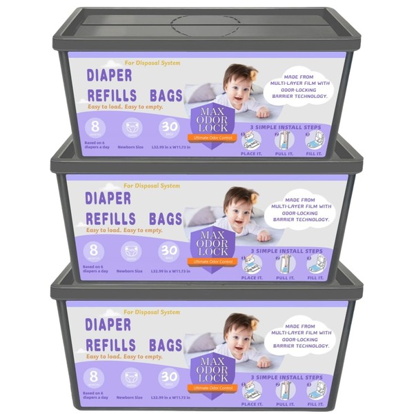 Diaper Pail Refill Bags, Compatible with Genie Easy Roll Signature
