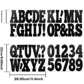 4 Inch Letter Number Stickers, Self Adhesive Alphabet Stickers for Mailbox, Outdoor,House Numbers,Sticky Vinyl Letters Sticker, 12 Sheets Black