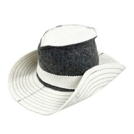 GMMH Saunahut Saunamütze aus Wollfilz - (1502 Cowboy Weiß) Filz Saunakappe für Damen und Herren, Filzkappe Mütze Filzhut Hut Kappe für Sauna