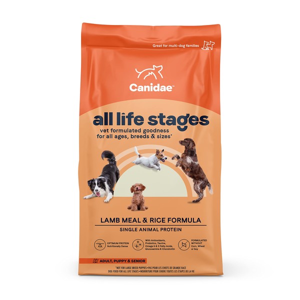 Canidae All Life Stages Premium Dry Dog Food for All Breeds, All Ages, Lamb Meal and Rice Formula, 5 Pounds