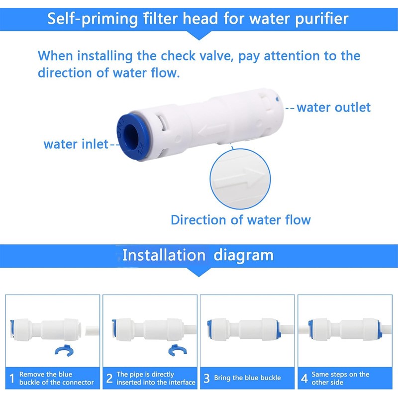 Hunken 6 Pcs 1/4" (6.4 MM) Push-to-Connect One-Way Check Valve,