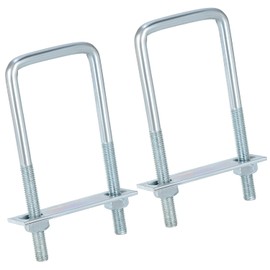 QWORK® Pack of 2 Lashing Brackets U Bracket M10 Galvanised Steel – 60 x 150 mm – with Counter Plate & M10 Nuts – Lashing Bracket for Trailers, Trucks, Vans, Roof Rack