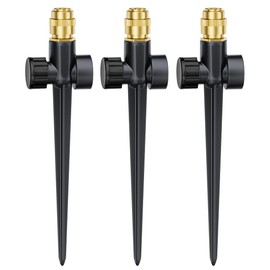FANHAO 3-Pack Heavy-Duty Metal Lawn Sprinkler with Spike Base, 360° Adjustable Garden Water Sprinkler for Lawn Irrigation System, Large Area Coverage for Yard, Patio, Grass & Backyard