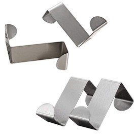 Mziart Pack of 4 Stainless Steel Reversible Over Door Cabinet Drawer Hooks Office Kitchen Towel Coat Hooks Rack, Silver