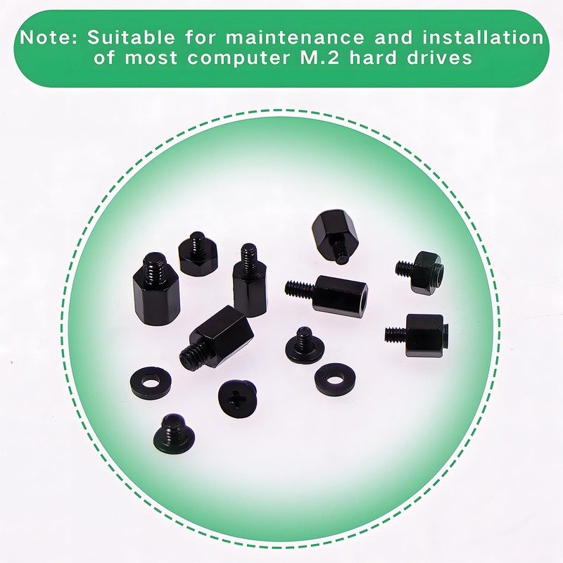 Zmbroll 200Pcs M.2 Screw Kit,Black M2 SSD Mounting Screws,NVMe Screw