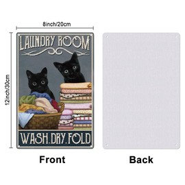 SUPERDANT Metal Tin Sign Black Cat Vintage Style Laundry Room Laundry Drying Compartment Retro Metal Poster Country Art Sign Office Home Decoration Farmhouse Funny Washroom Decor Gift