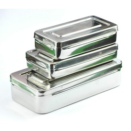 Stainless Steel Instrument Storage Box Tools Jewellery Veterinary Surgical Dental Instruments Box Surgical Instruments Equipment Storage Box with Lid Available in 10 Sizes (25 x 12 x 6 cm)