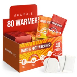 BRAMBLE 40-Pack Warmers - 20 Hand Warmers & 20 Foot Warmers - Long-Lasting Heat Packs (8hrs +) for Outdoor Activities, Sports, and Cold Weather