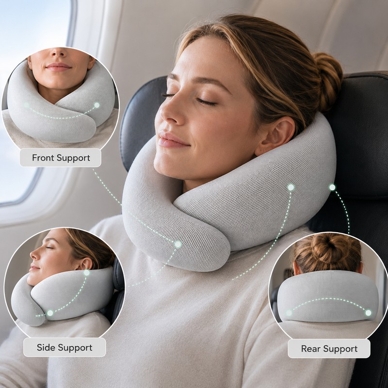 U-Shaped Neck Pillow Neck Support Slow Rebound Adjustable Travel Neck