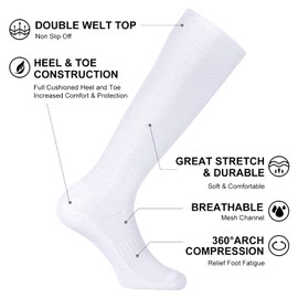FITRELL 3 Pack Baseball Soccer Softball Socks for Youth Men & Women Over-the-Calf Knee High Socks, White, Large