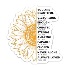 (3PCs) You are Bible Verse Scripture Sticker, Christian Faith Sunflower Stickers, Religious Quotes Affirmation Vinyl Waterproof Stickers for Laptop Water Bottle Notebook Tumbler Journal (3 Inches)