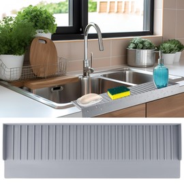 Silicone Sink Edge Protector, Sink Protectors For Kitchen Sink, Multifunction Kitchen Sink Splash Guard, Sink Accessories For Bathtub Kitchen (Grey)