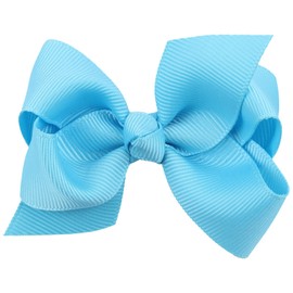 ZOONAI 3 Inch Baby Girl Hair Bows Boutique Hair Clip Teens Toddlers Hairpin Headwear - Set of 2 (Sky Blue)