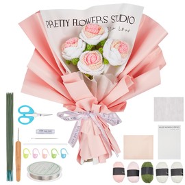 INFUNLY 10 Pcs Roses Crochet Kits for Beginners Complete Flower Crochet Kits for Adults Kids Starters with Instruction and Video Tutorials Crochet Kit Gift for Mother's Day Wedding Birthday