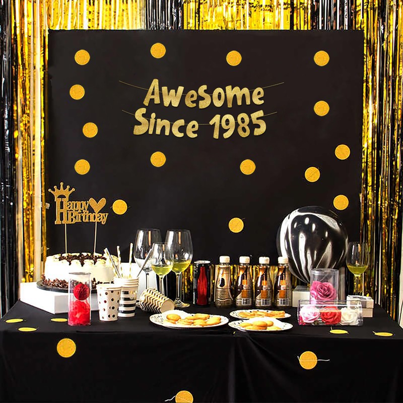 Awesome Since 1985 Gold Glitter Banner - 40th Birthday and
