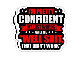I'm Pretty Confident My Last Words Will Be Well Didn’t Work- 4x3 Vinyl Stickers, Laptop Decal, Water Bottle Sticker (Set of 3)