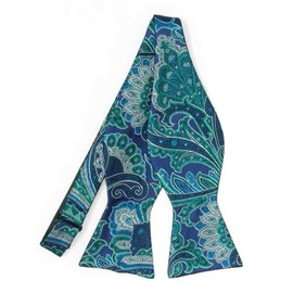 tiemart Regent Morris Neckwear Silk Self-Tie Bow Tie (Blue Velvet Sergeant Paisley)