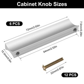 Cabinet Handle, Pack of 6 Furniture Hole Spacing 64 mm, Aluminium Alloy Handles Cabinet, Door Handles Cabinet, Kitchen Handle, Handles for Kitchen Cabinets, Drawer Handles, for Drawers, Cabinets,