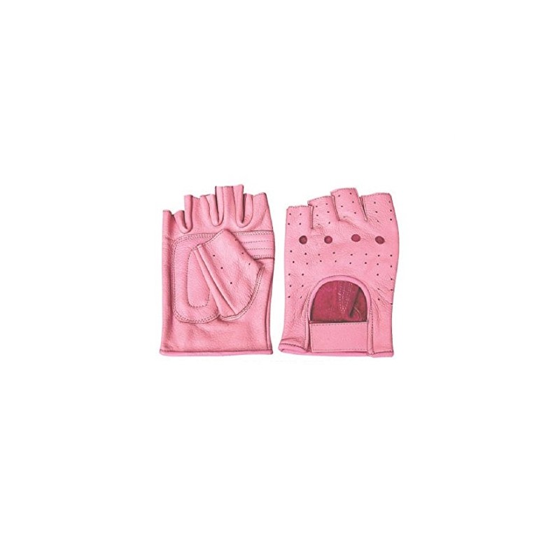 Women's AL3012 All leather Fingerless gloves X-Small Pink