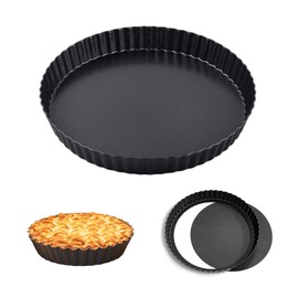 Cylogia 9 Inch Quiche Tart Pan 24cm Non-Stick Dish Quiche Tins with Removable Loose Base Bottom Fluted Round Deep Flan Dish Tart Tins for Baking Quiches Pies Flans Cheese
