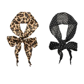 Leopard Print Neck Scarf Black and White Polka Dot Neck Hair Scarves Skinny Cheetah Neckerchief Scarf Belts Waist Jeans Dress Scarves Leopard Accessories Birthday Christmas Gifts 2 Pcs