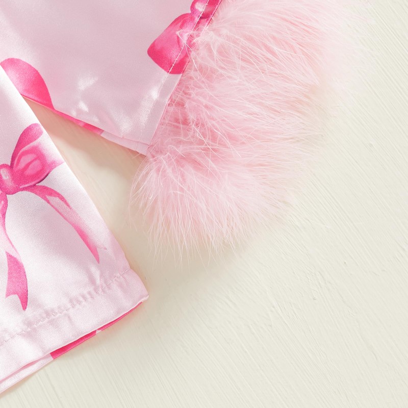 Twopumpkin Toddler Girl Valentines Day Satin Silk Pajamas 2 Piece