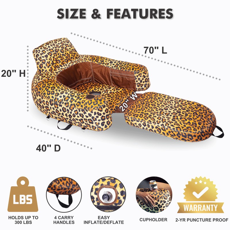 Freetime Fun Pool Lounger Inflatable Pool Floats - Pool, Lake,