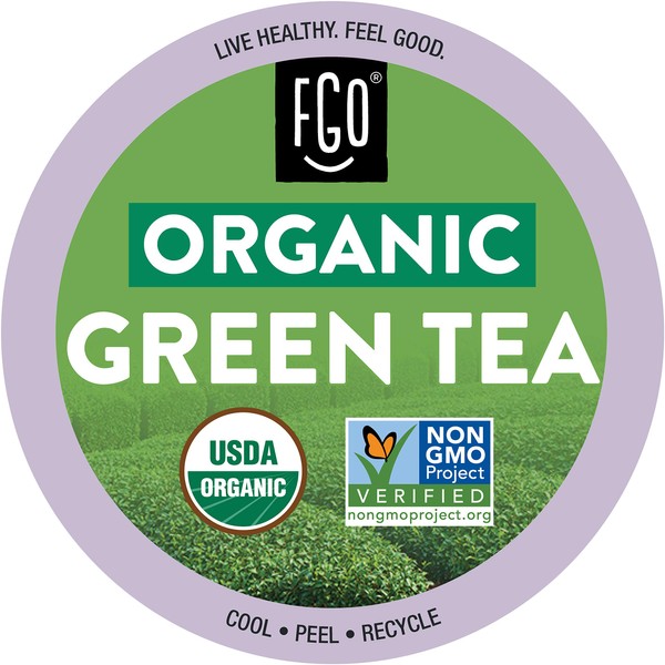 FGO Organic Green Tea K-Cup Pods for Keurig, 24 Count