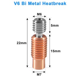 Coliao 5pcs V6 Bimetal Heatbreak All Metal Threaded Heatbreak Upgrade Titanium Alloy+Copper Bi Metal Throats for V6 Volcano Hotend 3D Printers