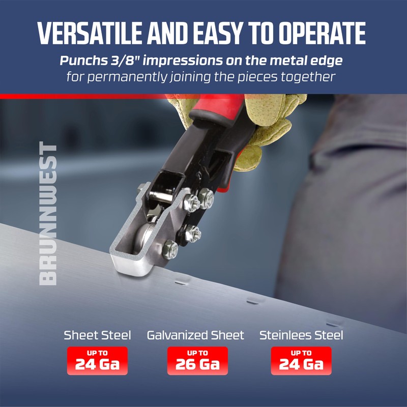 BRUNNWEST Snap Lock Punch Tool for Sheet Metal, Vinyl and