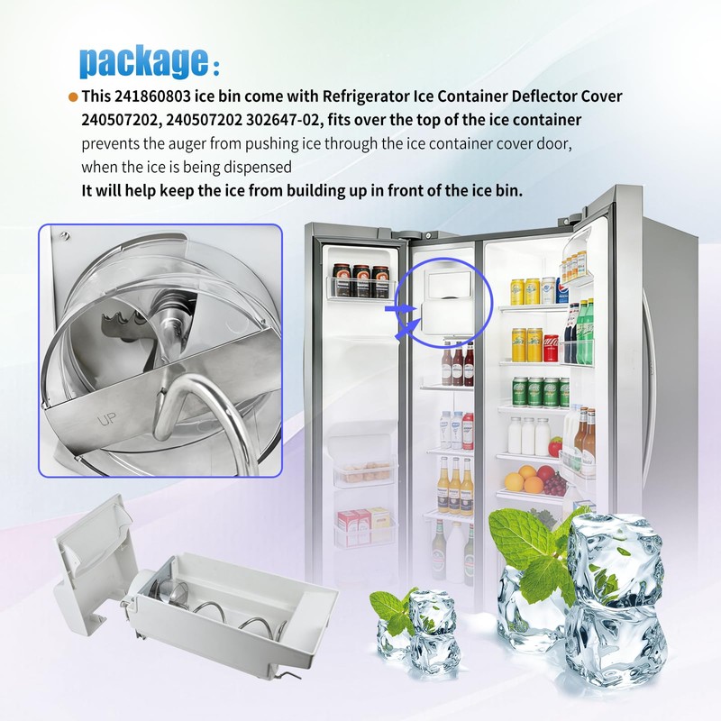 241860803 Ice Container Bucket Assembly Compatible with Frigidaire Kenmore Crosley