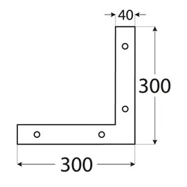 300mm x 300mm x 40mm Corner L Shape Plate, Flat Angle Bracket Plates Connector 4mm Thick Yellow Zinc Plated Steel NA4 (Pack of 1) K11ABC
