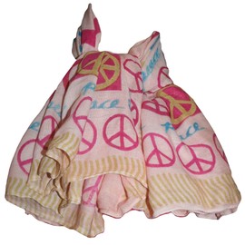 604 Scf Peace Symbol Printed Shawl Scarf (Peach 40"x40")