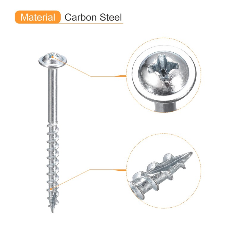 sourcing map #8x2" Pocket Hole Screws, 100pcs Phillips Drive Self