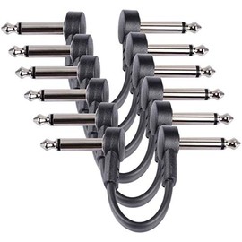 Cables de parche para guitarra de 6 pulgadas, paquete de 6, cables planos TS de 1/4 de pulgada para pedal de efectos en ángulo recto, cables de parche