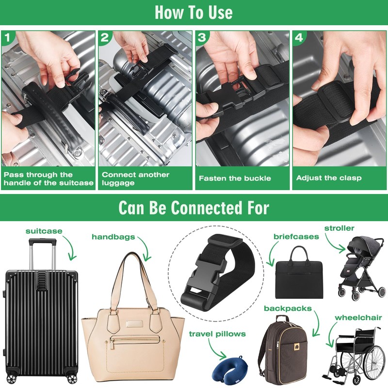 2PCS 22 inch Add a Bag Luggage Straps for Suitcase,
