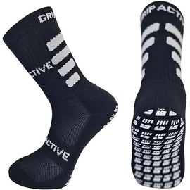 Grip Active Non Slip Football Socks for Men and Women - Anti Slip Grip Socks - Football, Basketball, Hockey (UK, Alpha, M, Regular, Regular, Black & White)