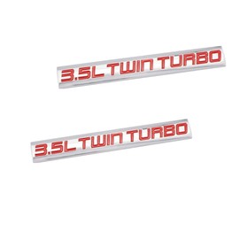 2 pc 3.5L Twin Turbo Badge Chrome Finish Metal Emblem Nameplate Replacement for Trunk Hood Door(red Silver)